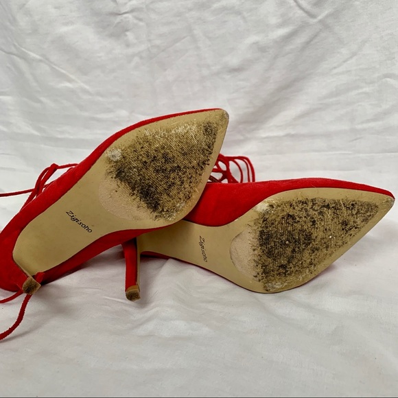 Red Lace up Heels - Picture 12 of 12